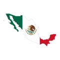 Mexico map silhouette with flag isolated on white background Royalty Free Stock Photo