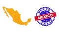 Mexico Map Triangle Mesh and Distress Bicolor Watermark