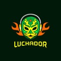 Mexico mask lucadhor with fire headset logo design