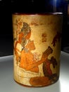 Mexico Maya art acient pot with paintings of mayian life