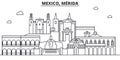 Mexico, Merida architecture line skyline illustration. Linear vector cityscape with famous landmarks, city sights Royalty Free Stock Photo
