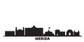 Mexico, Merida city skyline isolated vector illustration. Mexico, Merida travel black cityscape Royalty Free Stock Photo