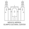 Mexico, Merida,Olimpo Cultural Center travel landmark vector illustration Royalty Free Stock Photo