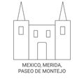 Mexico, Merida, Paseo De Montejo travel landmark vector illustration