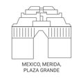 Mexico, Merida,Plaza Grande travel landmark vector illustration