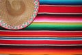 Mexico Mexican poncho sombrero traditional cinco de mayo rug poncho fiesta background with stripes Royalty Free Stock Photo