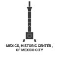 Mexico, Mexico, Historic Center travel landmark vector illustration Royalty Free Stock Photo