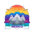 Mexico - modern vector line travel illustration