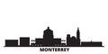 Mexico, Monterrey city skyline isolated vector illustration. Mexico, Monterrey travel black cityscape