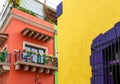 Mexico, Monterrey, colorful historic buildings in the center of the old city, Barrio Antiguo, a famous tourist Royalty Free Stock Photo