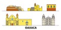 Mexico, Oaxaca flat landmarks vector illustration. Mexico, Oaxaca line city with famous travel sights, skyline, design.