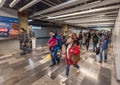 MEXICO - OCTOBER 26, 2017: Mexico City Underground Train Station with Local People Traveling. Tube