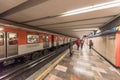 MEXICO - OCTOBER 26, 2017: Mexico City Underground Train Station with Local People Traveling. Tube, Train