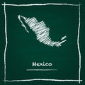 Mexico outline vector map hand drawn with chalk.