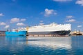 Mexico, Panoramic view of Veracruz city port with container ships, tankers and car carriers Royalty Free Stock Photo