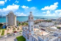 Mexico, Panoramic view of Veracruz city port with container ships, tankers and car carriers Royalty Free Stock Photo