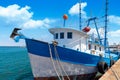 Mexico, Panoramic view of Veracruz city port withold fishermen ships Royalty Free Stock Photo