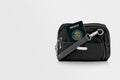 Mexico Passport in Black Travel Bag Pocket with Copy Space on Isolated Background