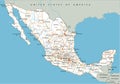 High detailed Mexico road map with labeling.