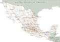 High detailed Mexico road map with labeling.