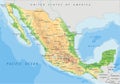 High detailed Mexico physical map with labeling.