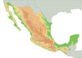 High detailed Mexico physical map.