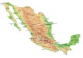 High detailed Mexico physical map with labeling. Royalty Free Stock Photo
