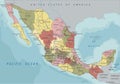 Mexico - Highly detailed editable political map with labeling.