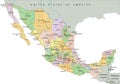 Mexico - Highly detailed editable political map with labeling.