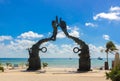 Mexico, playa del Carmen, portal maya sculpture Mayan Gateway Royalty Free Stock Photo