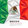 Mexico polygonal flag. Vector illustration. Abstract background in the form of colorful green, white and red stripes