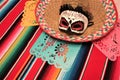 Mexico poncho sombrero skull background fiesta cinco de mayo