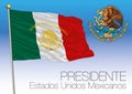 Mexico, presidential flag and coat of arms, Estados Unidos Mexicanos Royalty Free Stock Photo