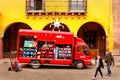 Mexico, San Miguel de Allende, Old Town - January 02, 2019: Coca Cola truck and people on the street of the historic center. Royalty Free Stock Photo