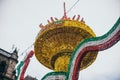 MEXICO - SEPTEMBER 20: Giant torch decorating the buildings at the Zocalo Plaza to celebrate independence day