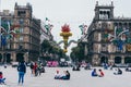 MEXICO - SEPTEMBER 20: Government buildings at the Zocalo Plaza decorated with ornaments to celebrate the independence day