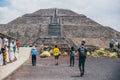 MEXICO - SEPTEMBER 21: Group of people heading towards the Pyramid of the Sun
