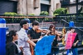 MEXICO - SEPTEMBER 20: young adults playing performing with violins on the street to gather money for the earthquake victims