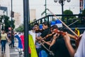 MEXICO - SEPTEMBER 20: young adults playing performing with violins on the street to gather money for the earthquake victims