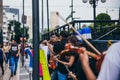 MEXICO - SEPTEMBER 20: young adults playing performing with violins on the street to gather money for the earthquake victims