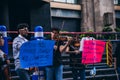 MEXICO - SEPTEMBER 20: young adults playing performing with violins on the street to gather money for the earthquake victims