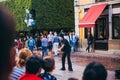 MEXICO - SEPTEMBER 23: Mime doing a street performer for a crow