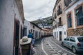 MEXICO - SEPTEMBER 22: Narrow street with ornamental pavement a Royalty Free Stock Photo