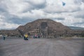 MEXICO - SEPTEMBER 21: People gathered in front of the Pyramid of the Moon