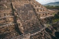MEXICO - SEPTEMBER 21: Steps with head statues of different gods Royalty Free Stock Photo