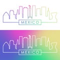 Mexico skyline. Colorful linear style.