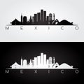 Mexico skyline and landmarks silhouette.