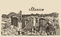 Mexico skyline vintage engraved vector Sketch