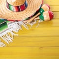 Mexico sombrero cinco de mayo wood background square format Royalty Free Stock Photo