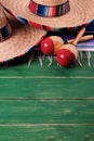 Mexico sombrero fiesta cinco de mayo wood background mexican mar Royalty Free Stock Photo